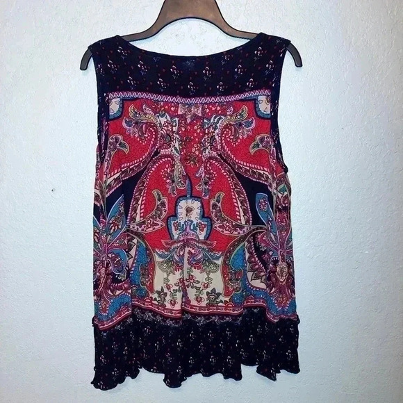 BILA Top Womens XL Boho Flowy Peplum Hem Shirt Multi Color - Picture 2 of 7